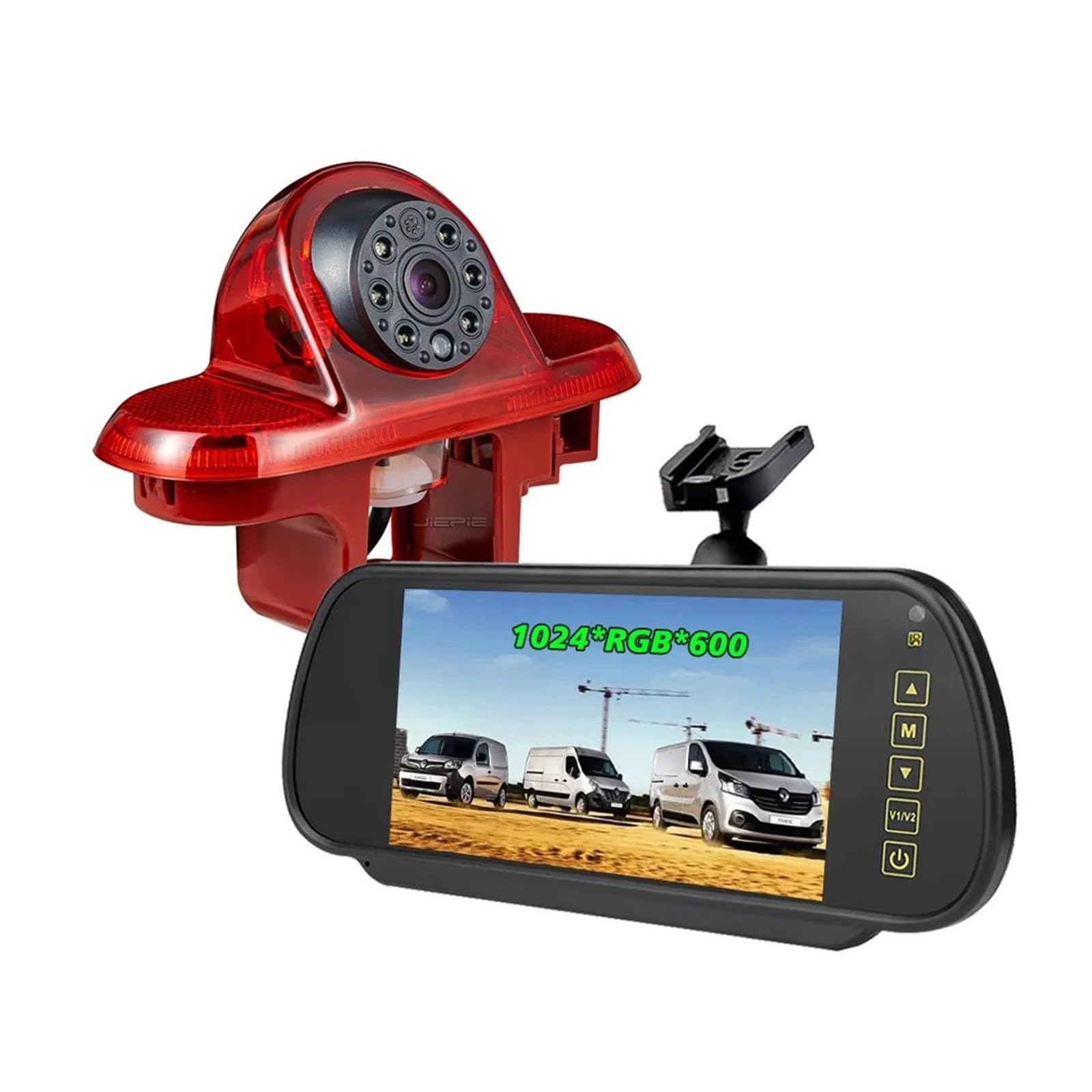 Trzecia Kamera Cofania Światła Hamowania AHD 1080P Z 7-calowym Zestawem Lustrzanego Monitora Stabilna Transmisja SygnałU(Snap-on Mount)