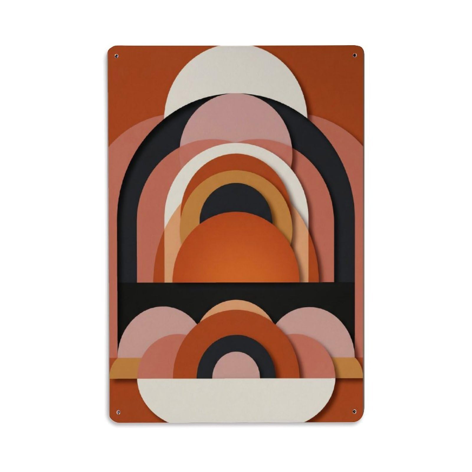 Geometric Sunset Lounge Abstract Metal Tin Sign Plaque Wall Decor for Cafe, Club Bar, Office, Home Garden Metal Poster 8x12Inch