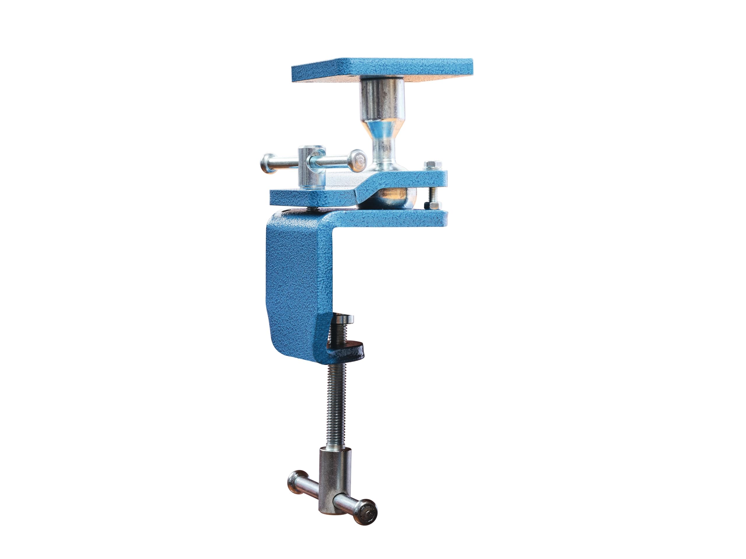HEUER Abrazadera de bola – para tornillo de banco 100 mm/Compact 120 (dimensiones 12 x 8 x 28 cm, peso 2,8 kg, acero recubierto de polvo, azul) 119110