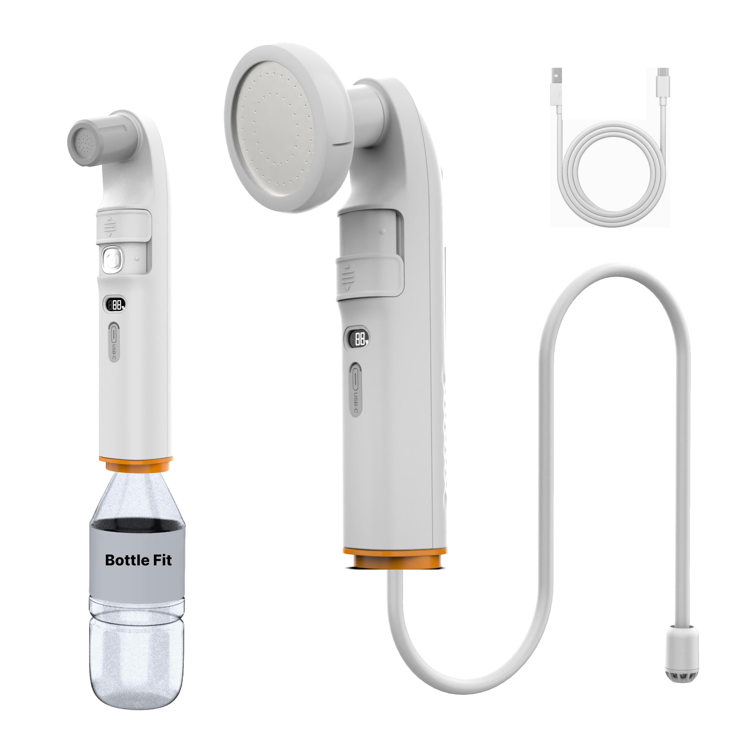 Brontt Portable Jet Spray for Toilet for Travel | 2 in 1 Rechargeable USB-C High Pressure Portable Bidet Spray with Jet & Shower Head | Travel Bidet for Camping, Postpartum, Baby Care, Peri Bottle | Multipurpose, C-Type, Multifit-image-2