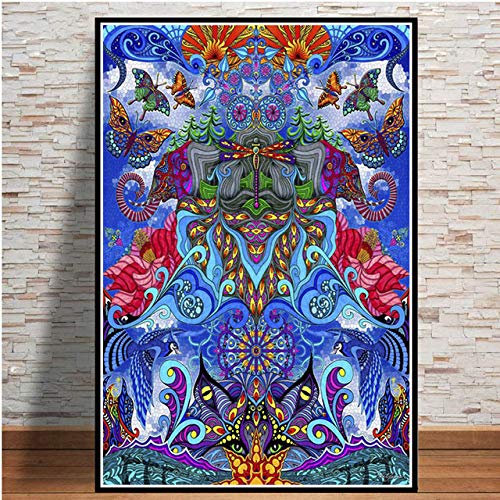 Art psychédélique moderne sur toile de qualité pour une décoration murale raffinée marron