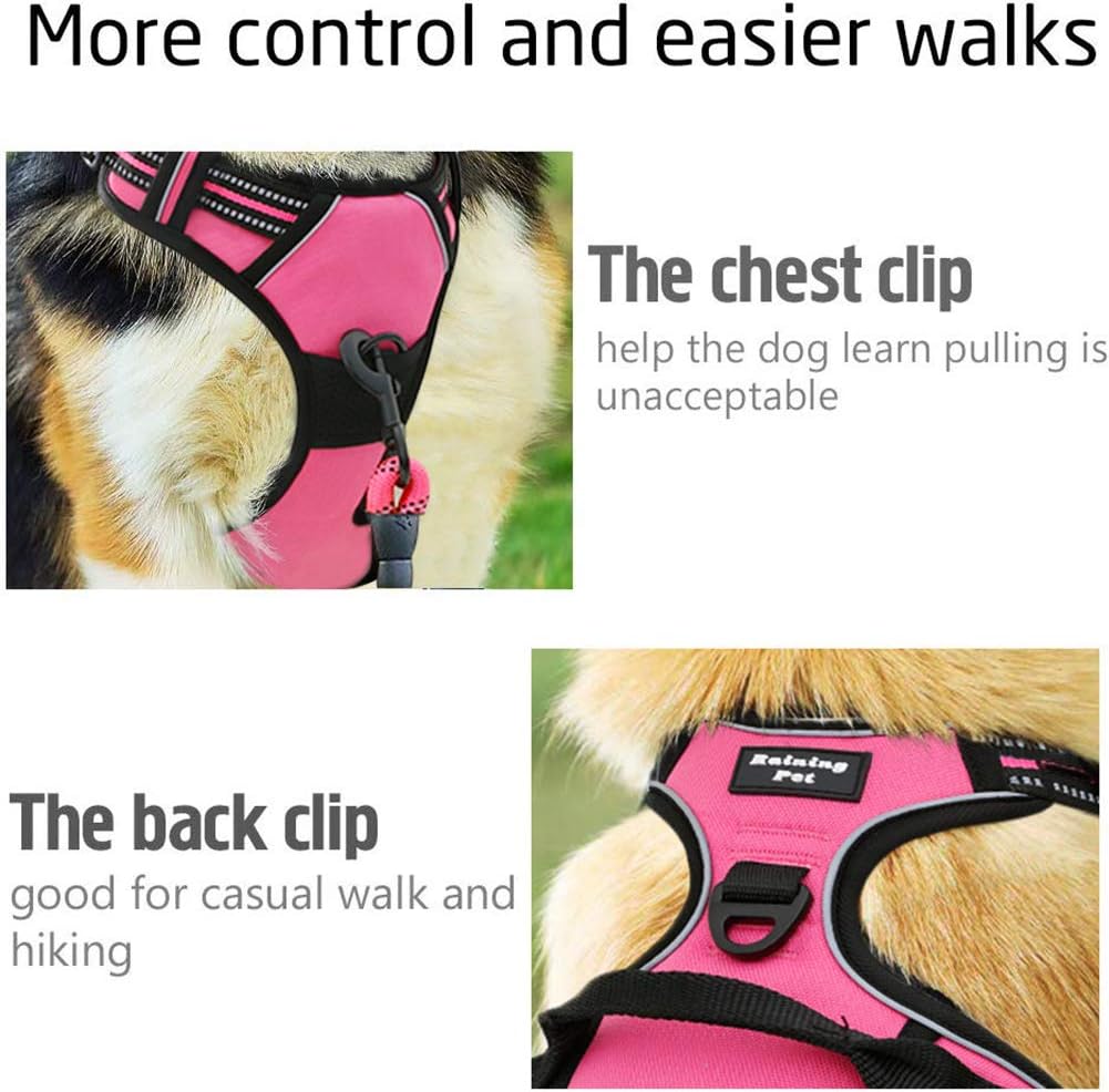 Raining Pet No Pull XL Dog Harness Dog Leash Set, Dog Vest Extra Large Dog Harness Large Breed, Pink