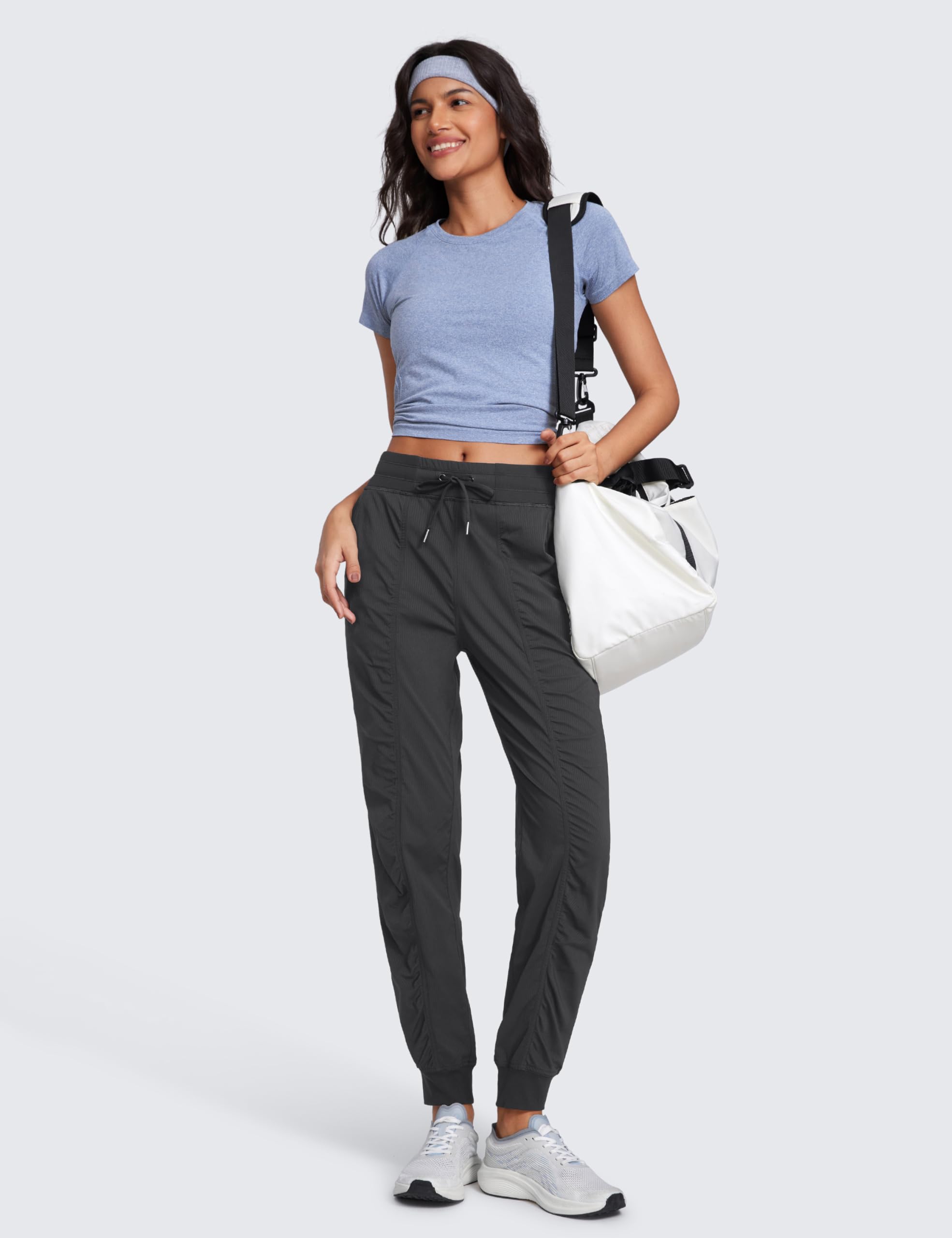 CRZ YOGA Ease Line Pantalon Jogging 72cm Gris Encre 40 | Décontracté, Léger, Design Froncé, avec Poches, pour Femme