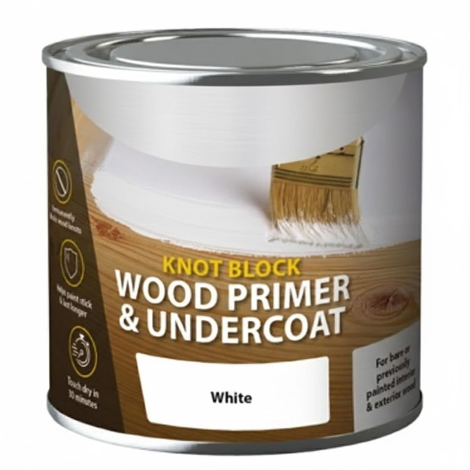 Knot Block Wood Primer and Undercoat White, Quick-Drying, Easy-to-Apply, DIY Enthusiasts, Perfect for Doors, Windows, Frames, Interior and Exterior Use, 750ml