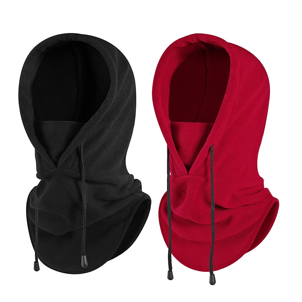 Qavctw 2 Pack Tactical Heavyweight Balaclava Fleece Cold Weather Windproof Face Mask Ski Outdoor Sports Mask for Men