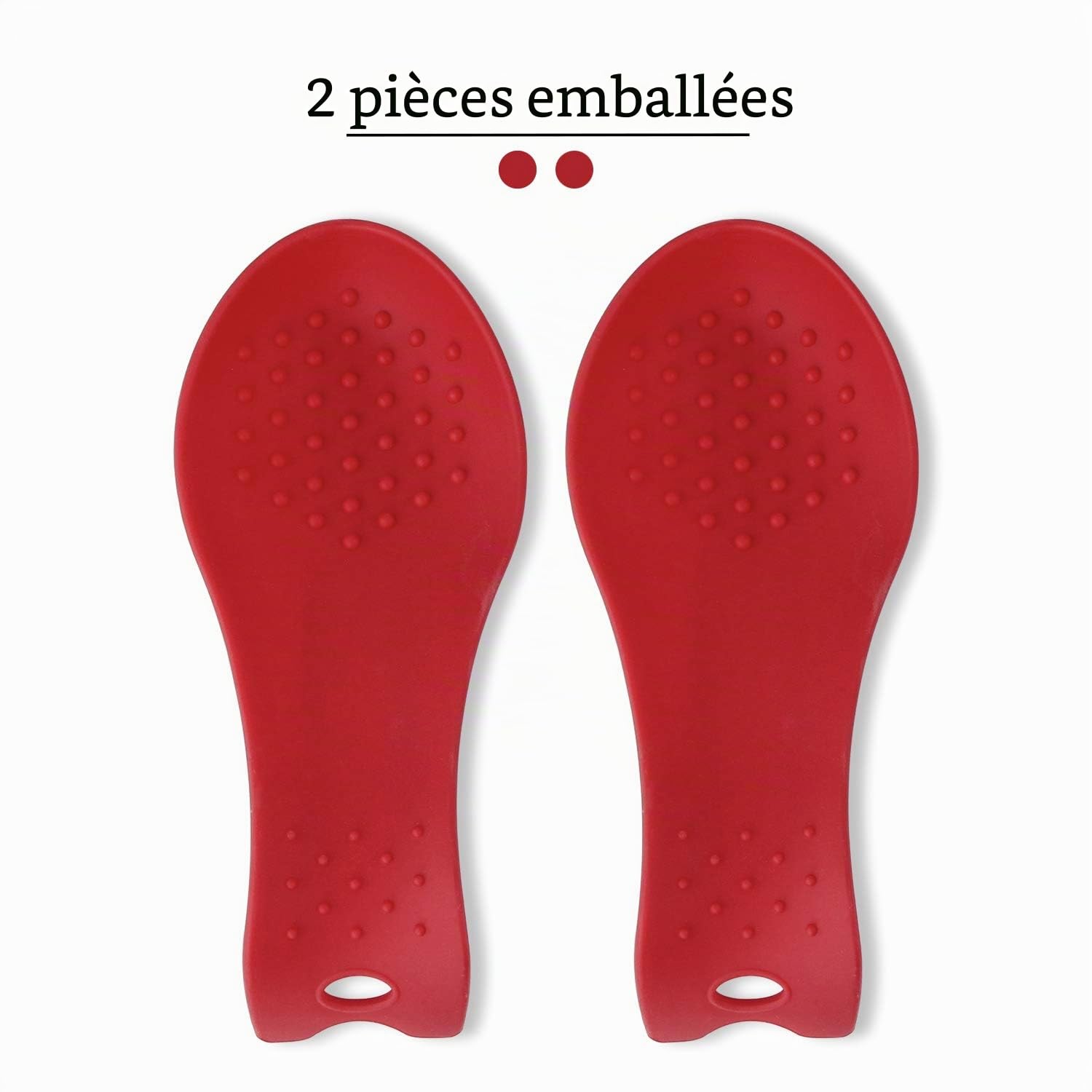 Repose-cuillère en silicone pour cuisinière, lot de 2, rouge