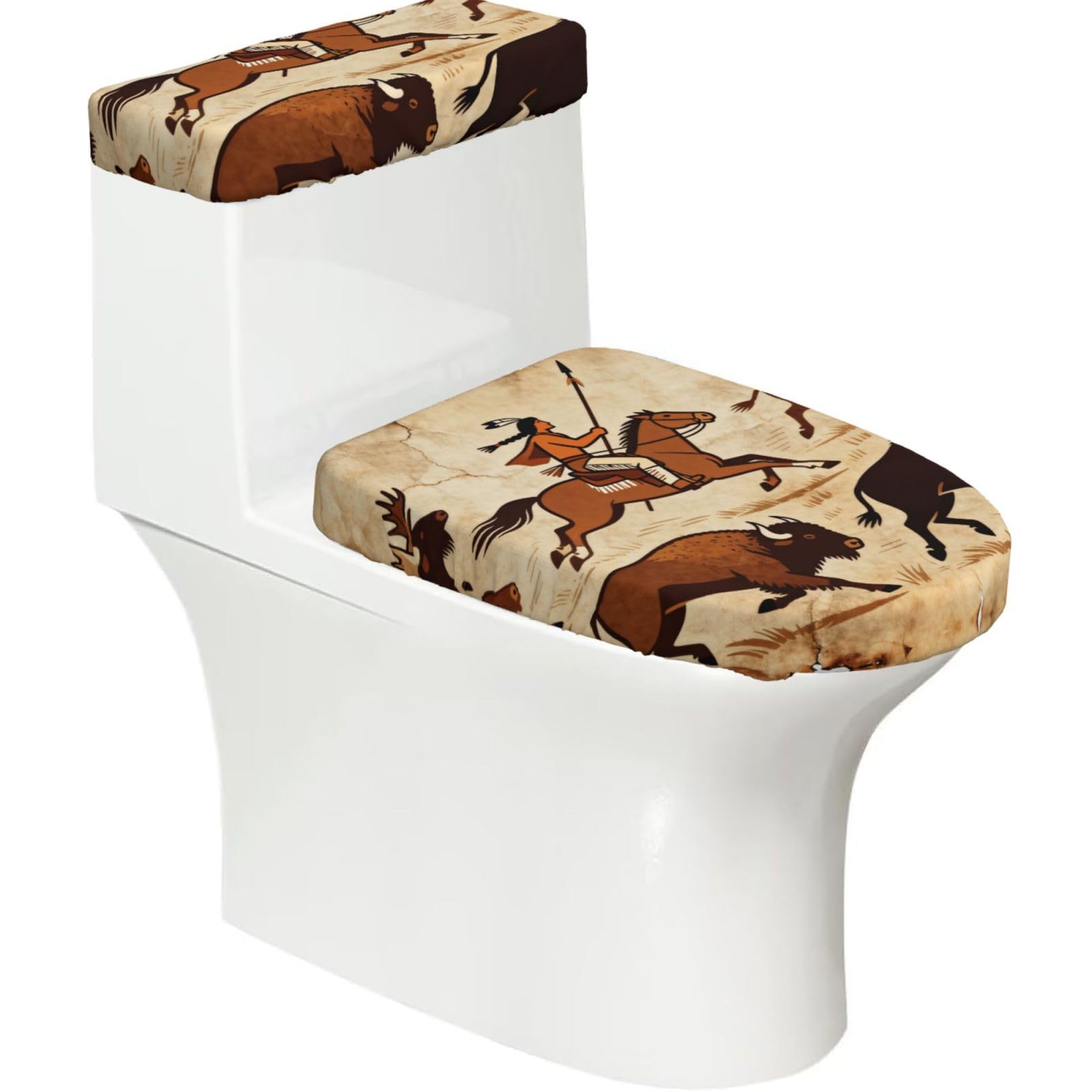 Cntdbu Black Hunting Stretchy Toilet Lid And Tank Cover Set-Soft Elastic Bathroom Decor For U Shape Oval