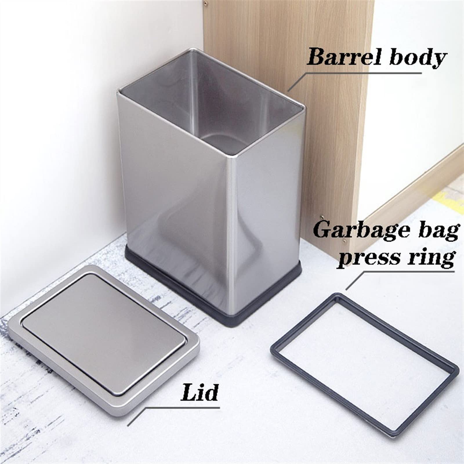 Cestino Pattumiera for WC con Coperchio in Acciaio Inox for Uso Domestico Soggiorno Bagno Semplice Cestino for Carta igienica Stretto e Piccolo con Coperchio Bidoni della Spazzatura(S)