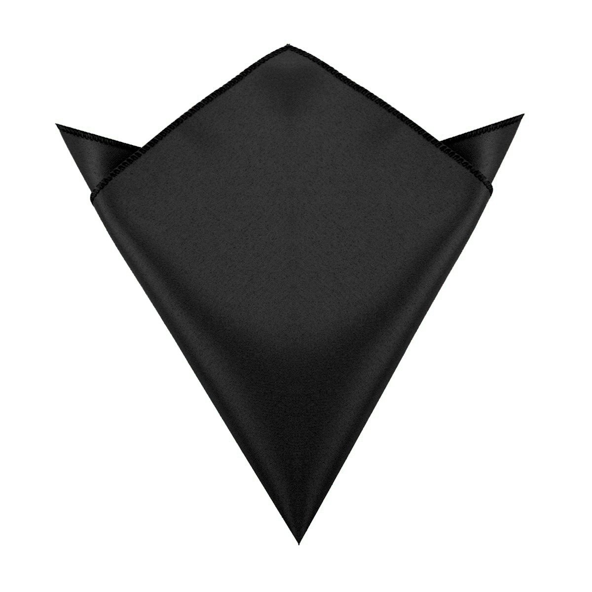 OM3 Einstecktuch Aus Seide-Look Polyester – Schwarz, 22x22 Cm, Handgenäht, Für Smoking & Business