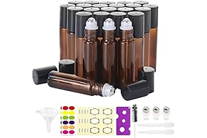 Mavogel 24 10ml Amber Glass Roller Bottles for Essential Oils