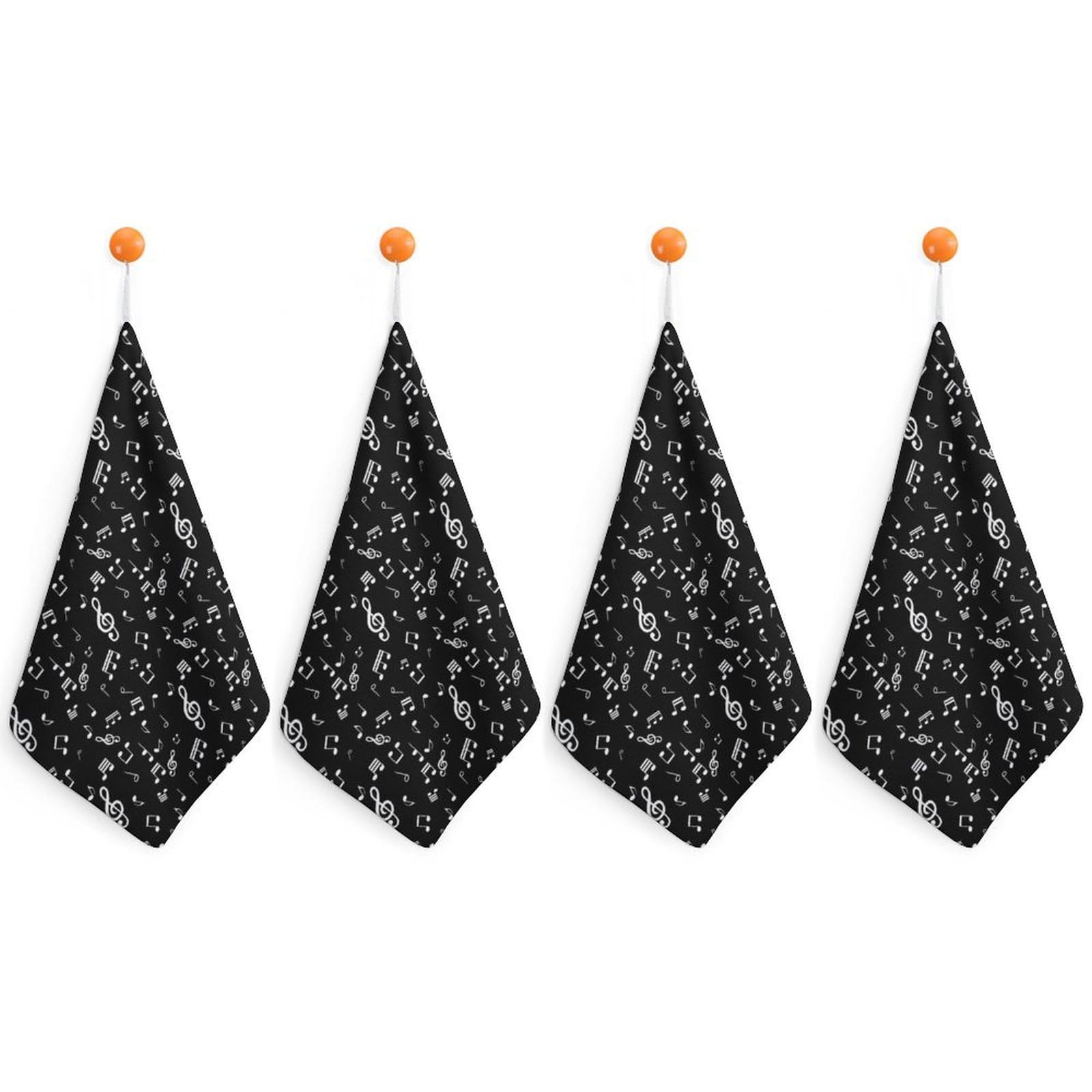 LWORZIIB 4 Piece Hanging Hand Towels, Music Note Small Dry Hand Towel for Kitchen Bathroom
