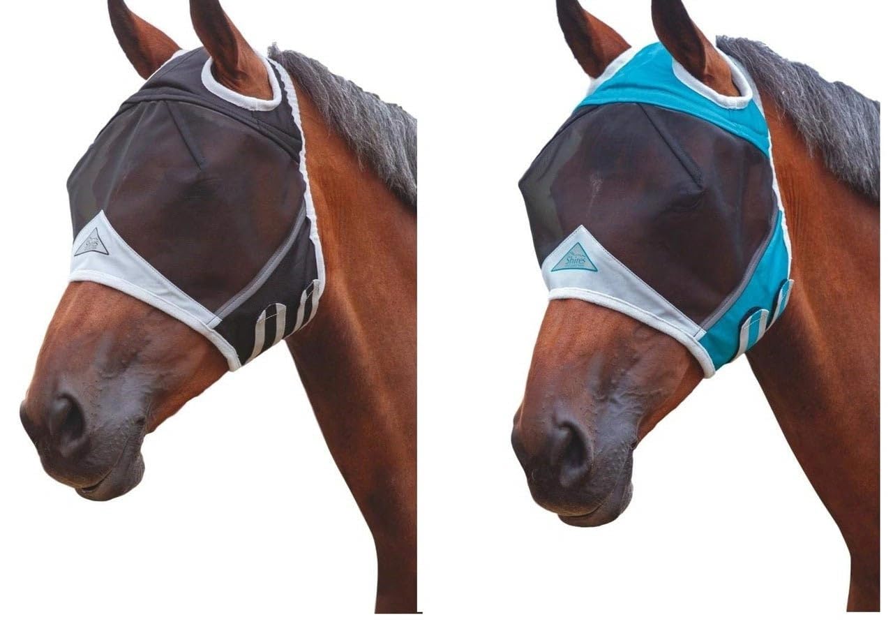 Shires - Masque Anti-Mouches pour Chevaux (X Full) (Bleu Sarcelle)