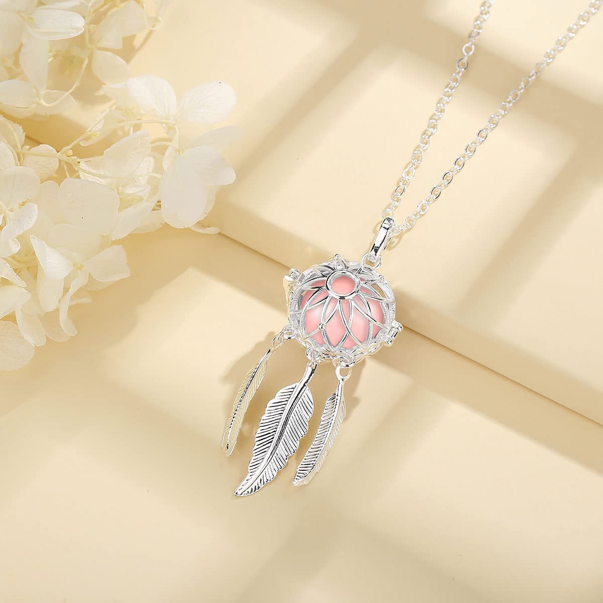 Collana Chiama Angeli Gravidanza con Cacciatore di Sogni Collana Ciondolo di Carillon Musicale per Donna, Regalo di Gioielli, Catena da 76 cm e 114 cm