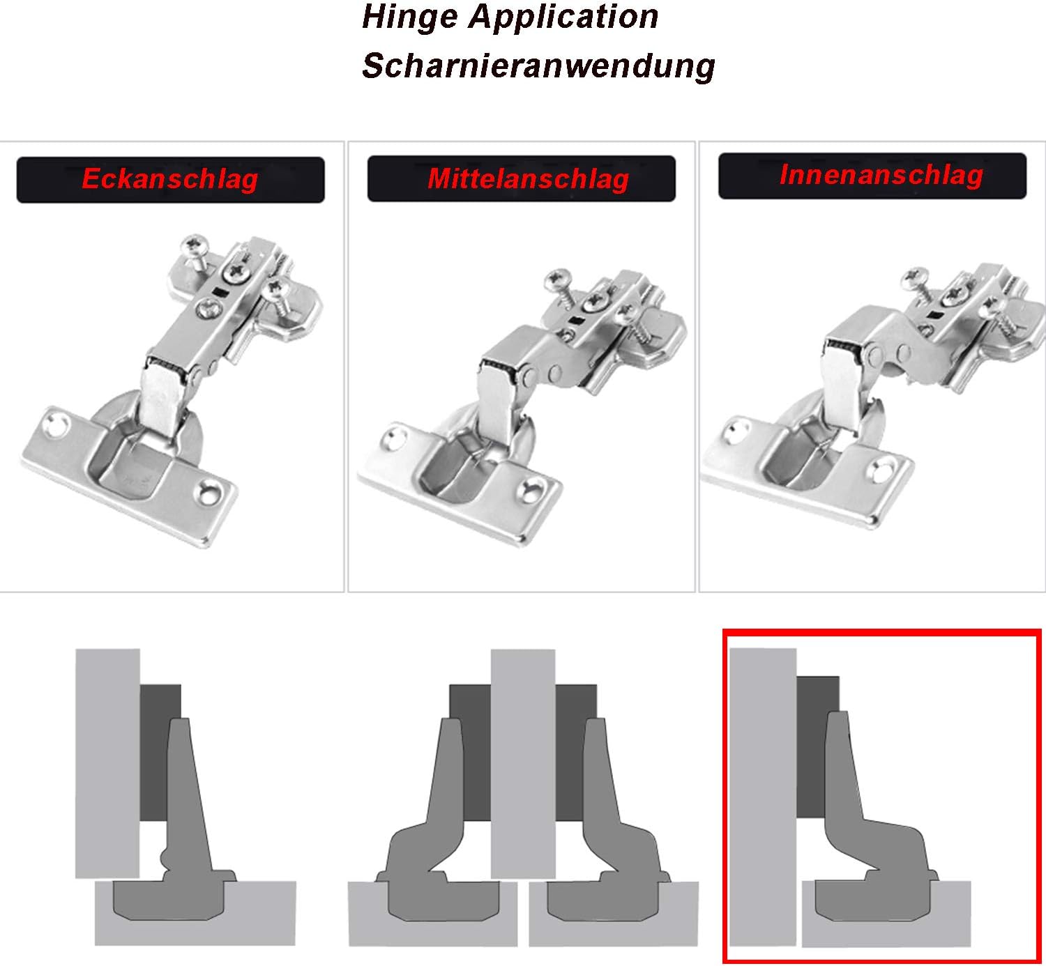 Hettich 95 Degree Standard Hinges with Slide On Assembly Kitchen Cupboard Wardrobe Door