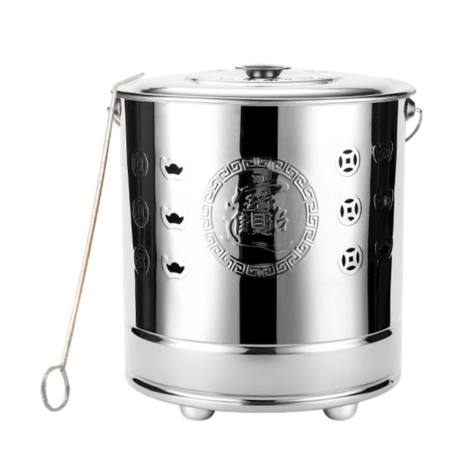 Burning Bucket Portable Handle Versatile Burn Barrel for Paper Outside Trash Silver M | Fire Pits & Chimineas | Outdoor Cooking & Eating | Yard, Garden & Outdoor Living-picture-24