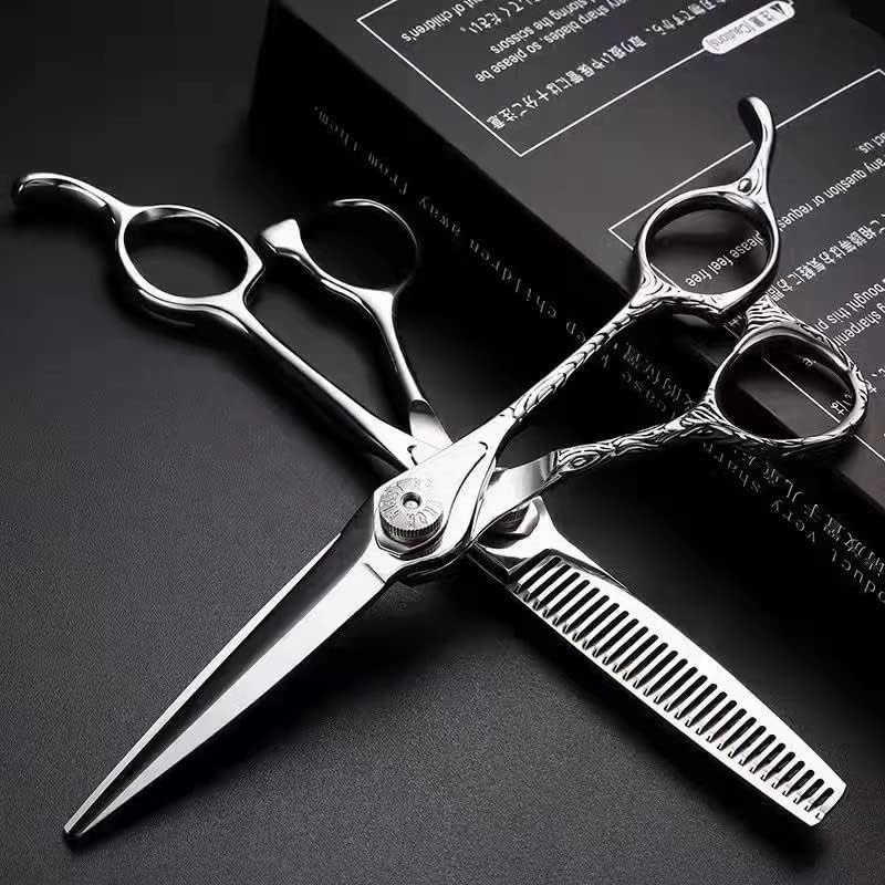 Hair Cutting Scissors, 6 inch Professional 440c Upscal Scissor Threaded Handle Barber Haircut thinning Shears Hairdresser Set