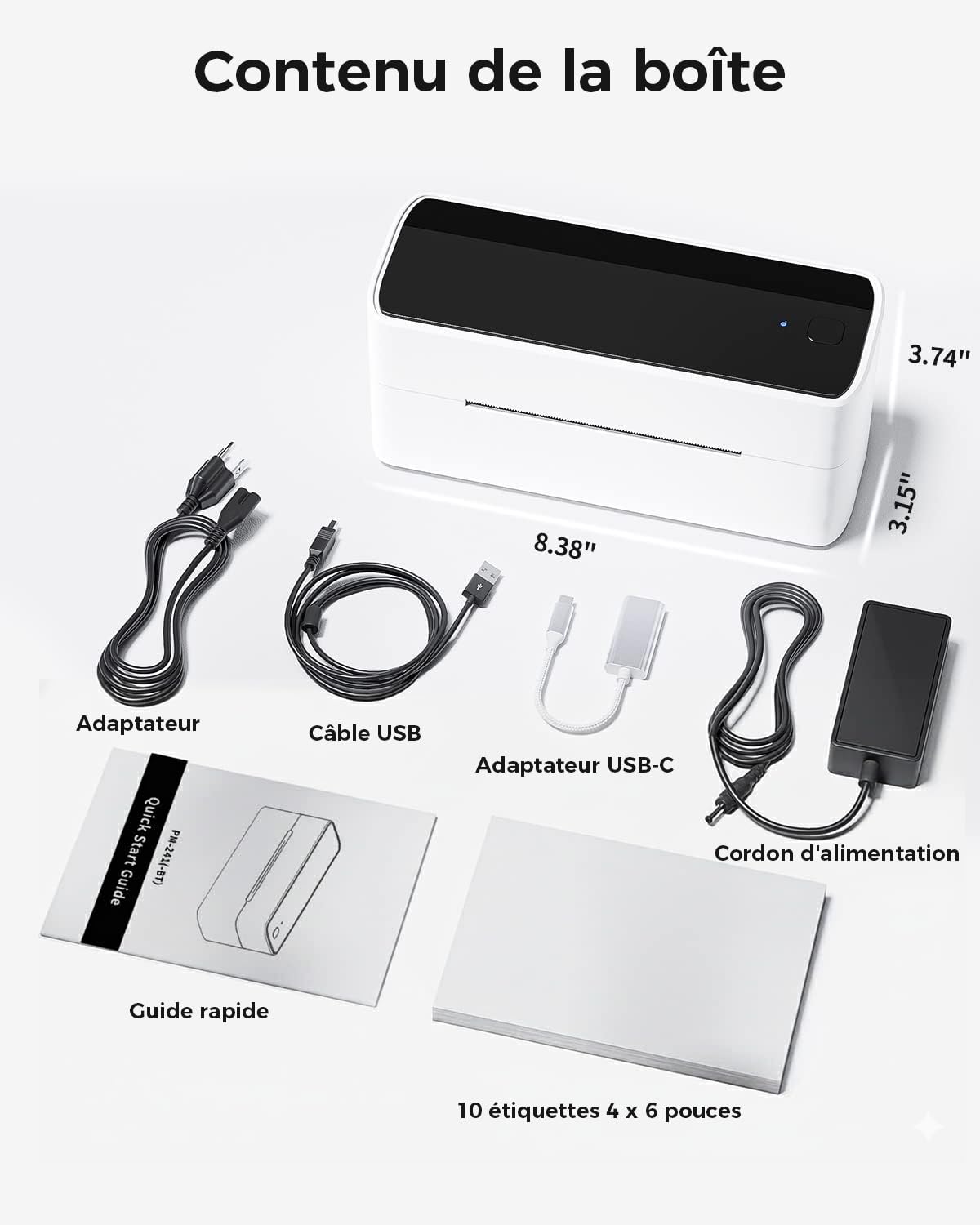 Phomemo PM241BT Imprimante d'étiquettes Bluetooth Thermique 4x6 pour Expédition Code à Barres