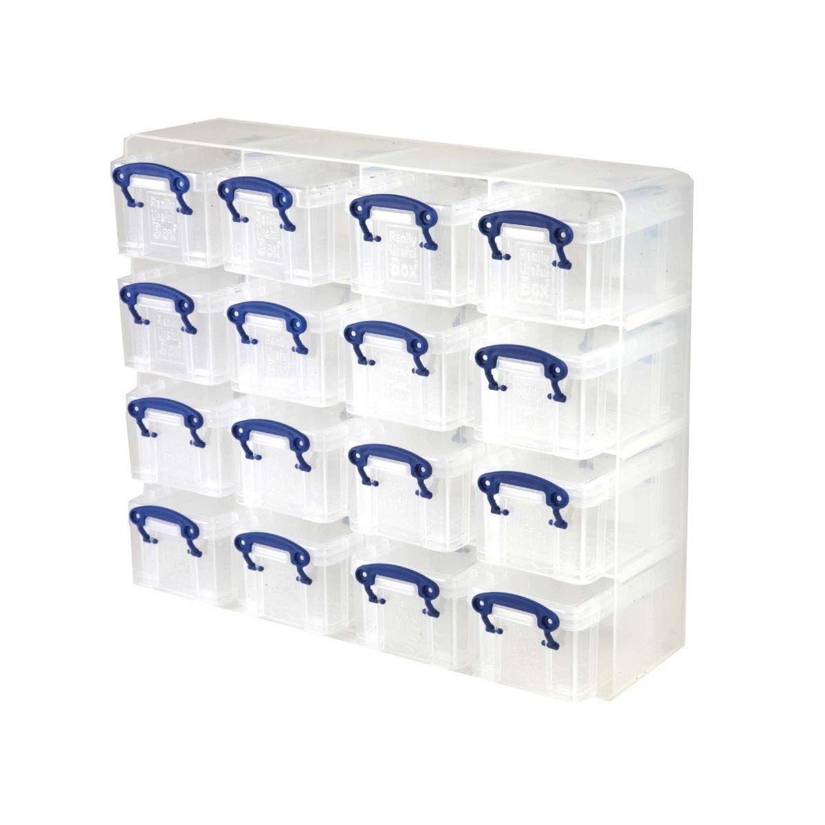Really Useful Box Plastic Storage Organiser 0.3 Litre Pack Of 16 - Color: Clear