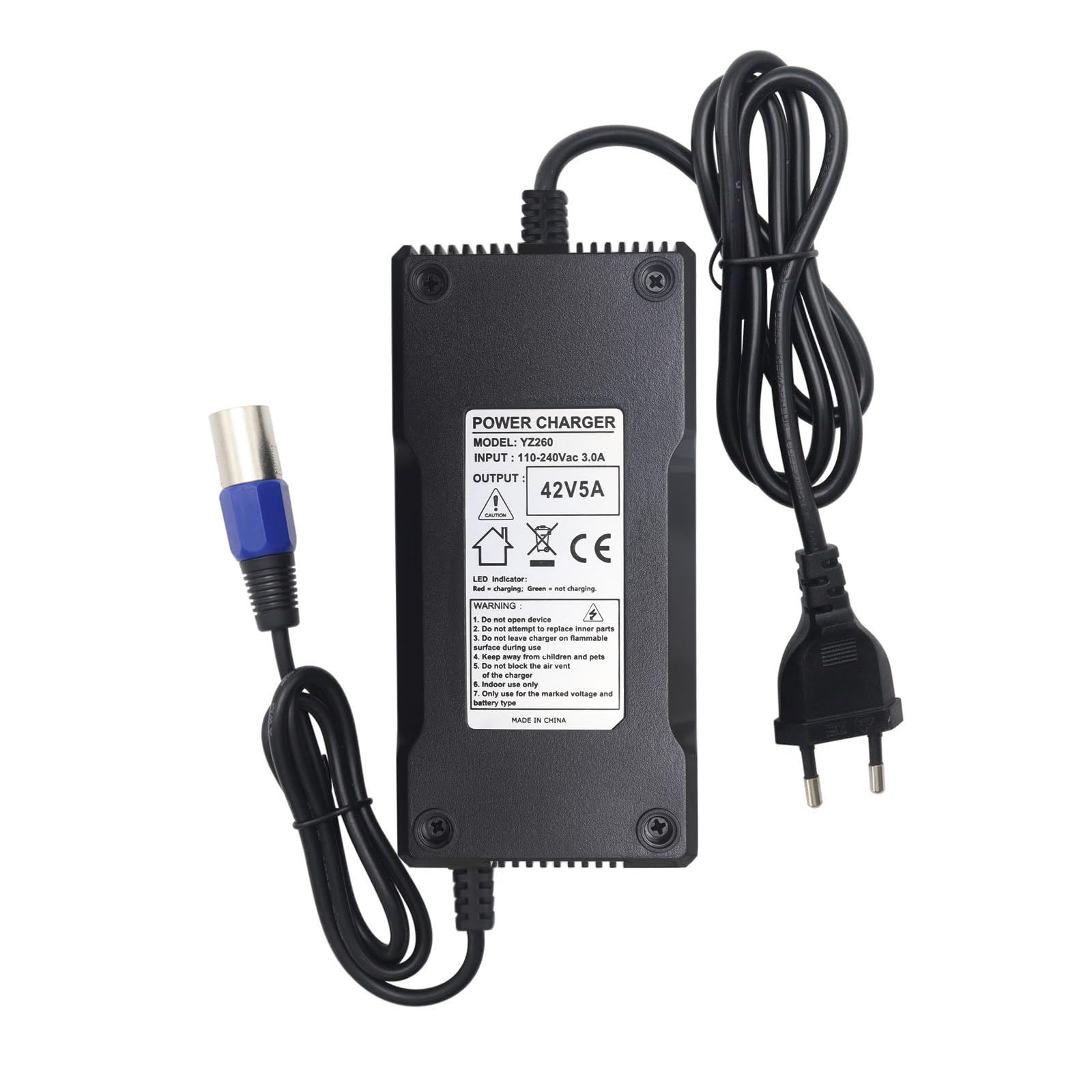 Netzteil Ladegerät Ladekabel 42V 5A für 36V Akkus mit 3pin XLR für Elektro Fahrräder/E Bike