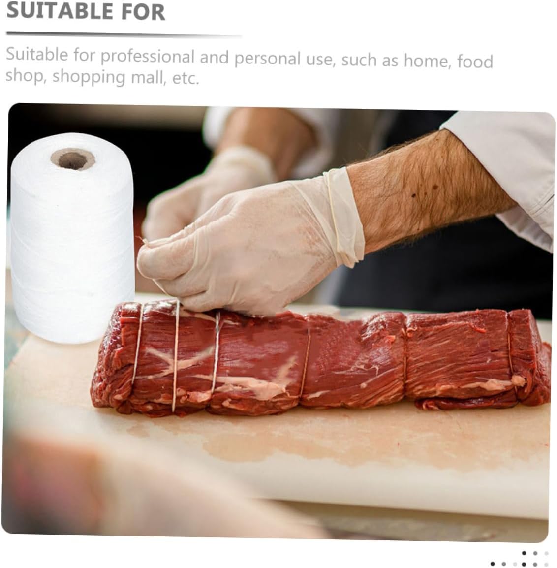 Cooking Twine for Meat 1mm Food-Grade Cotton String for Ham and Sausage Packaging for Cooking Baking and Crafting Projects