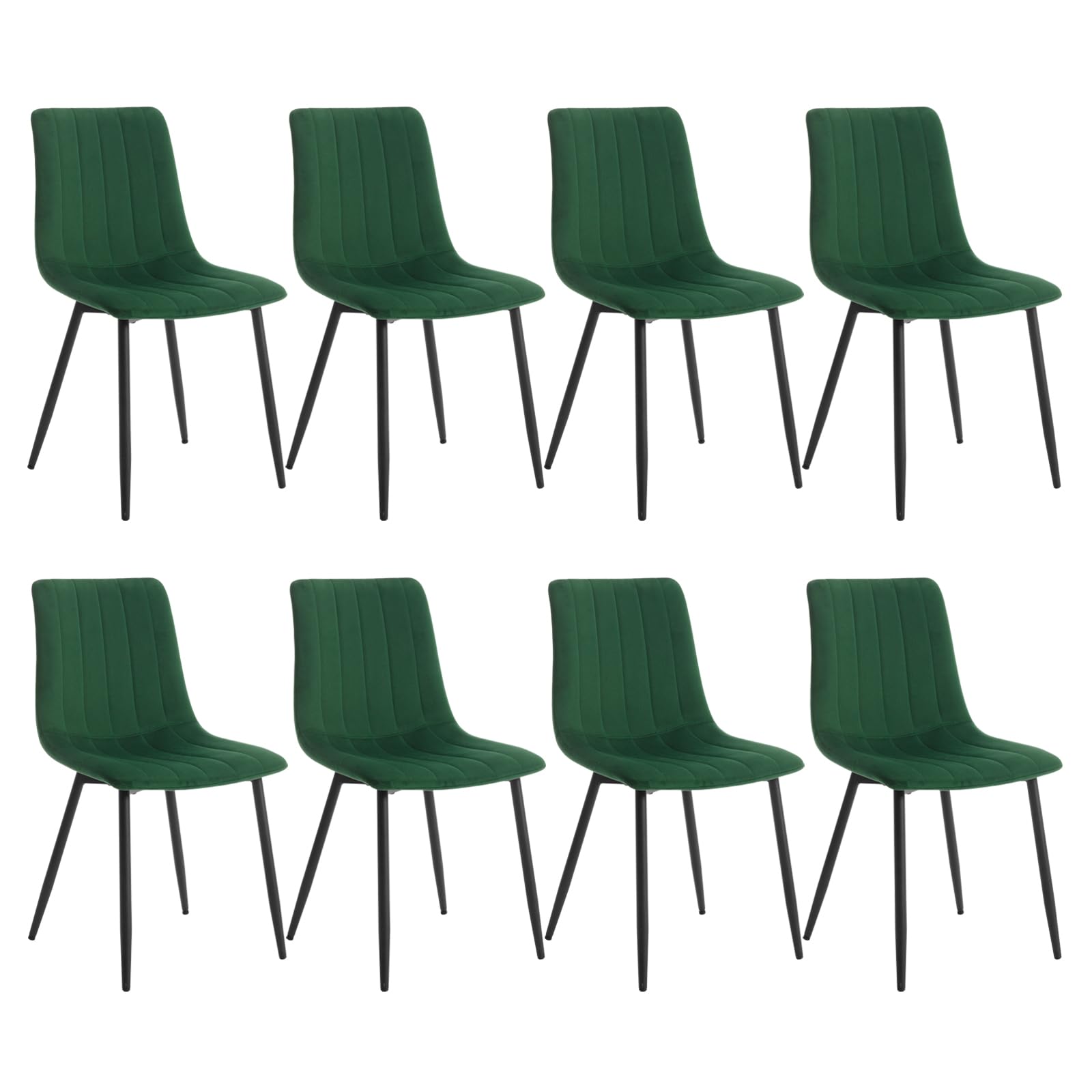 Klihome Set of 8 Dining Chairs, Wide Padded Kitchen Chairs, Dark Green