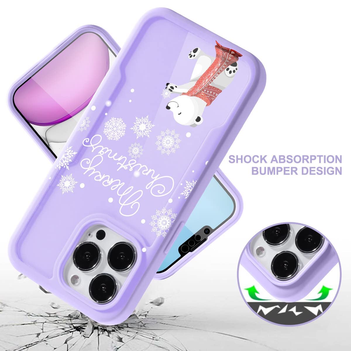 Yoedge Cover Per IPhone 12 Pro Max – Custodia Integrale 360° Con Protezione Scherzo Incorporata, Trasparente Antiurto Con Disegno Orso Polare 2