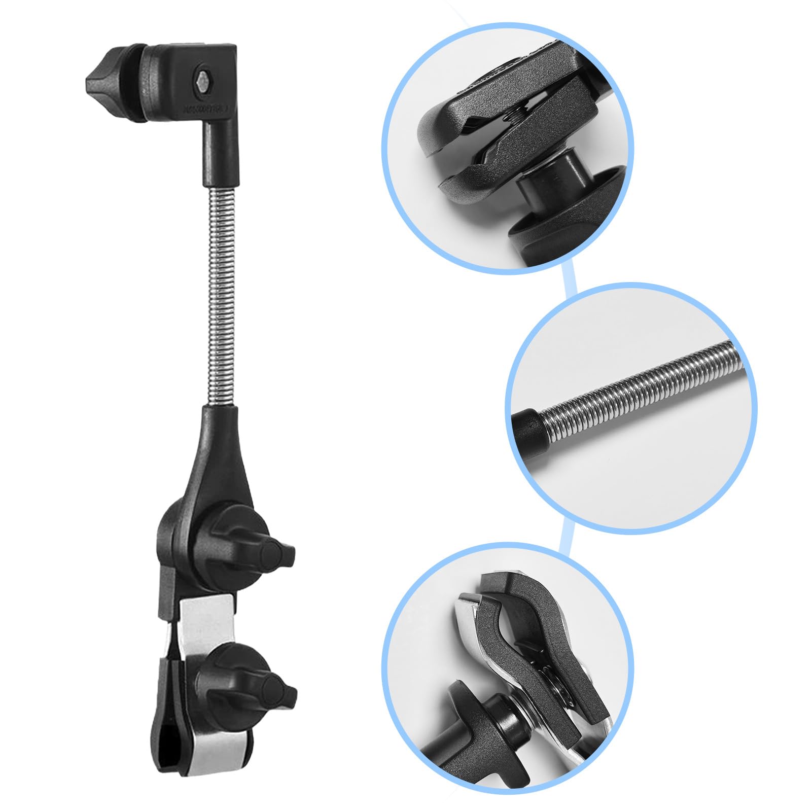 Porte-Parapluie Poussette, Réglable Support de Parapluie de Vélo, Facile à Installer Pince Universelle Réglable à 360 Degrés pour Chariot de Golf, Fauteuil Roulant, Fauteuil Roulant, Chaise de Plage