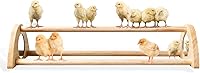 TonGass 16" Extra Long Bamboo Chicken Perch with Mirrors - Freestanding Roosting Bar for Baby Chicks Training & Entertainment