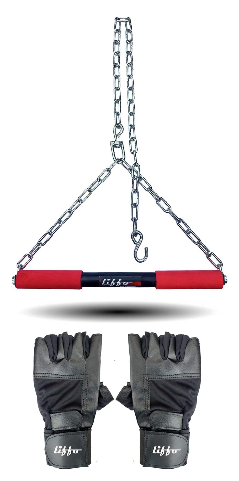 Liffo® Pull Up Bar Hanging Rod For Height Increase Heavy Duty For Kids,Adult With Weight Lifting Gloves (5FT) Red (B0B62YRVLY) Amazon Price History, Amazon Price Tracker