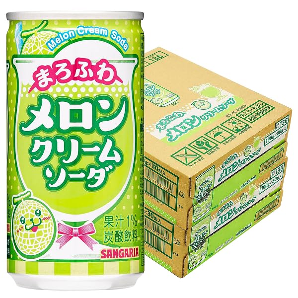 Amazon.co.jp: サンガリア まろふわメロンクリームソーダ 缶 190ml×2
