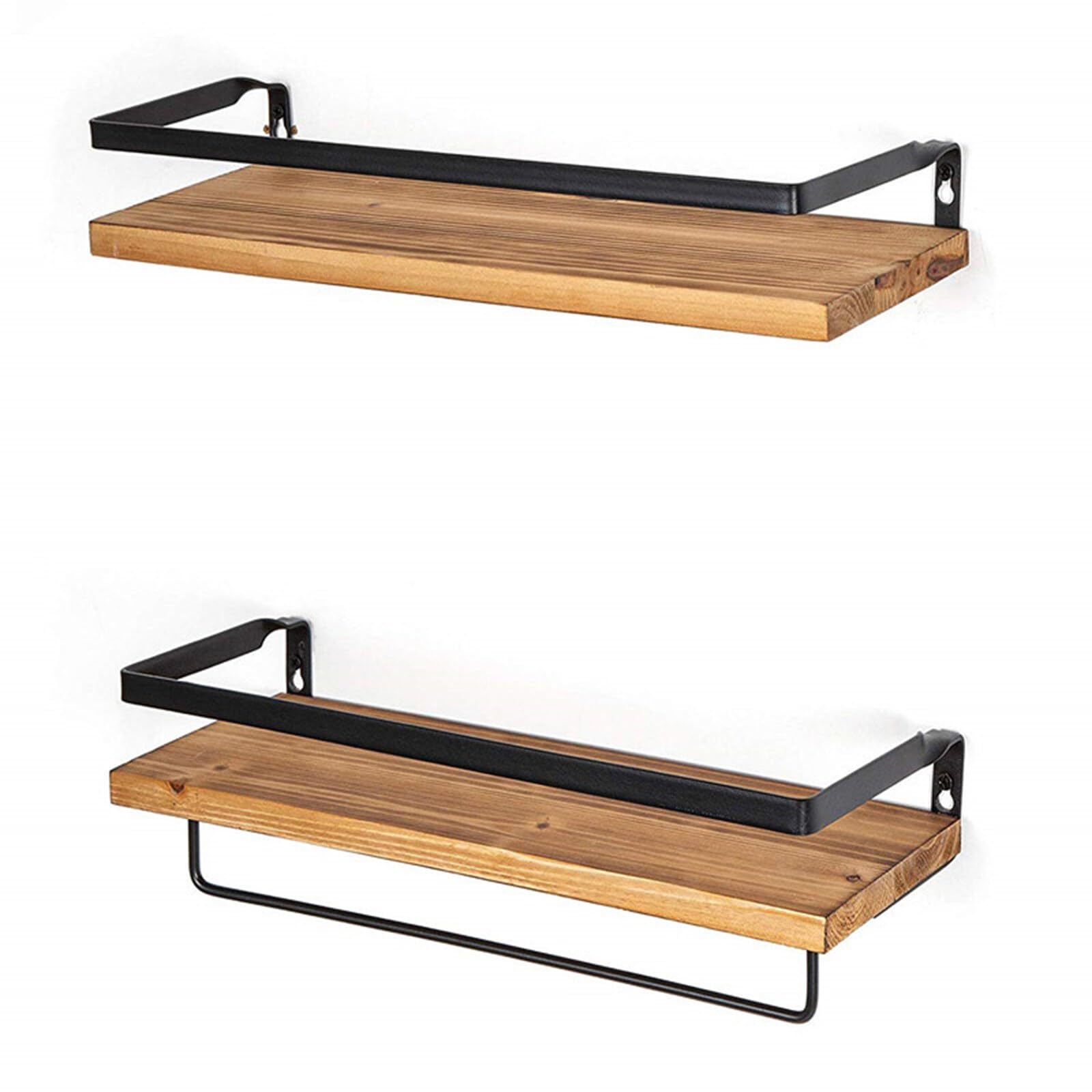 Ballucci Set di 2 mensole da parete galleggianti in legno con porta asciugamani per vivaio, cucina, soggiorno, camera da letto, bagno, ufficio, 60 cm, colore: bianco