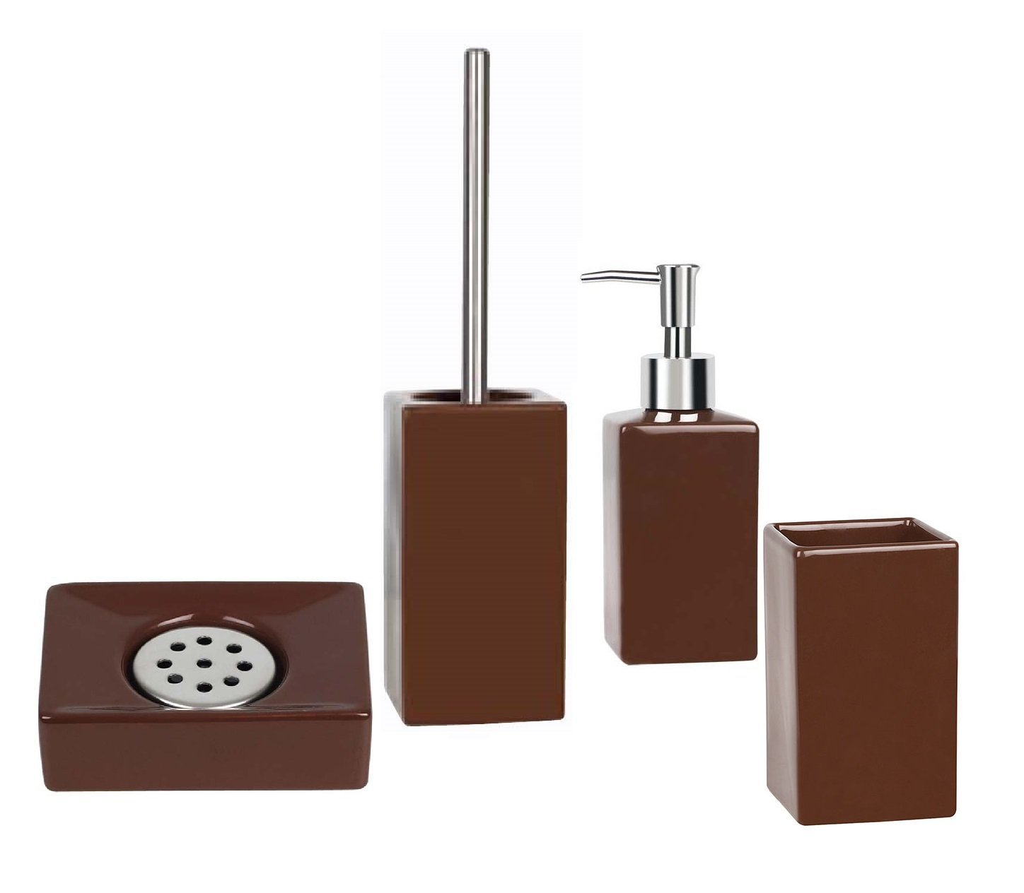 Spirella Quadro Brown salle de bain Assortiment 4 pièces Marron de Salle de Bain