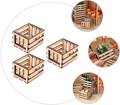 Miniatura 4 de 3 cestas de almacenamiento en miniatura para casa de muñecas, color marrón claro, mini cestas sintéticas para decoración de jardín de hadas,