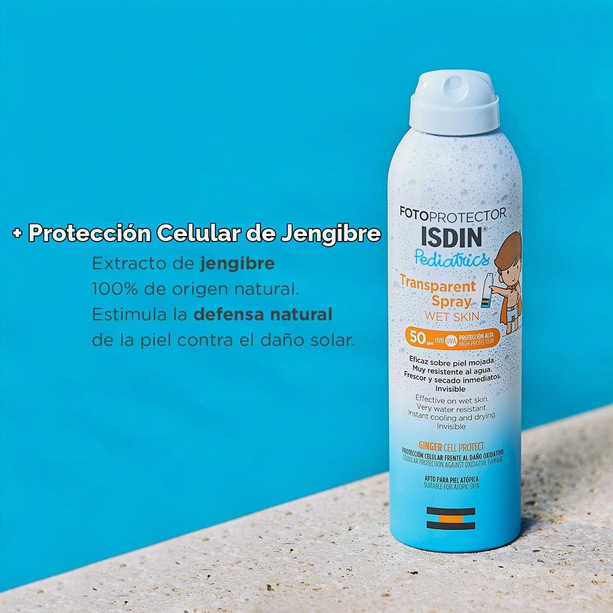 ISDIN PACK Pediatrics Protector Solar Facial Fusion Water Pediatrics SPF 50, Protector Solar Corporal Pediatrics transparent spray Wet Skin SPF 50