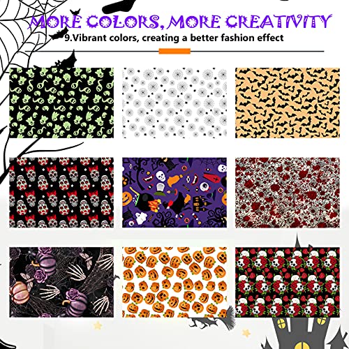 Halloween Vinyl Htv Heat Transfer Vinyl, Cysincos 9 Sheets Printable Iron On Vinyl, 12 X 10 Inch Skull Ghost Spider Orange Pumpkin Vinyl For T-Shirt Hat Diy Craft Supplies Halloween Costume Decoration #TOP4