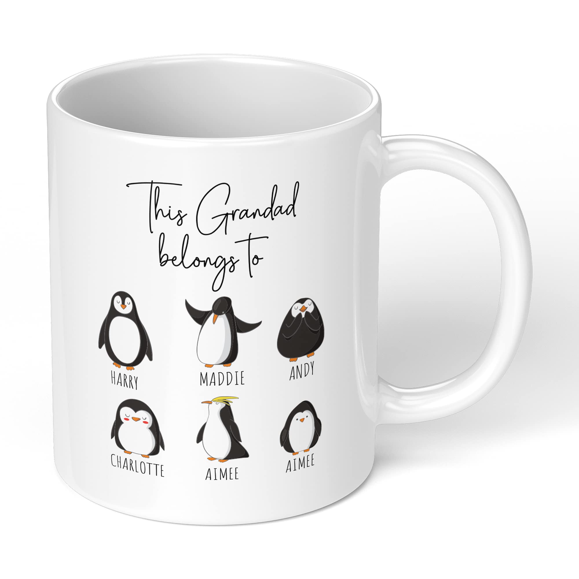 Print Maniacs Fathers Day Mug Cup 11oz Personalised Birthday Christmas Dad Daddy Grandad Uncle Stepdad New Born Baby First 1st Gift Present for Him Penguins (White Mug, Grandad)
