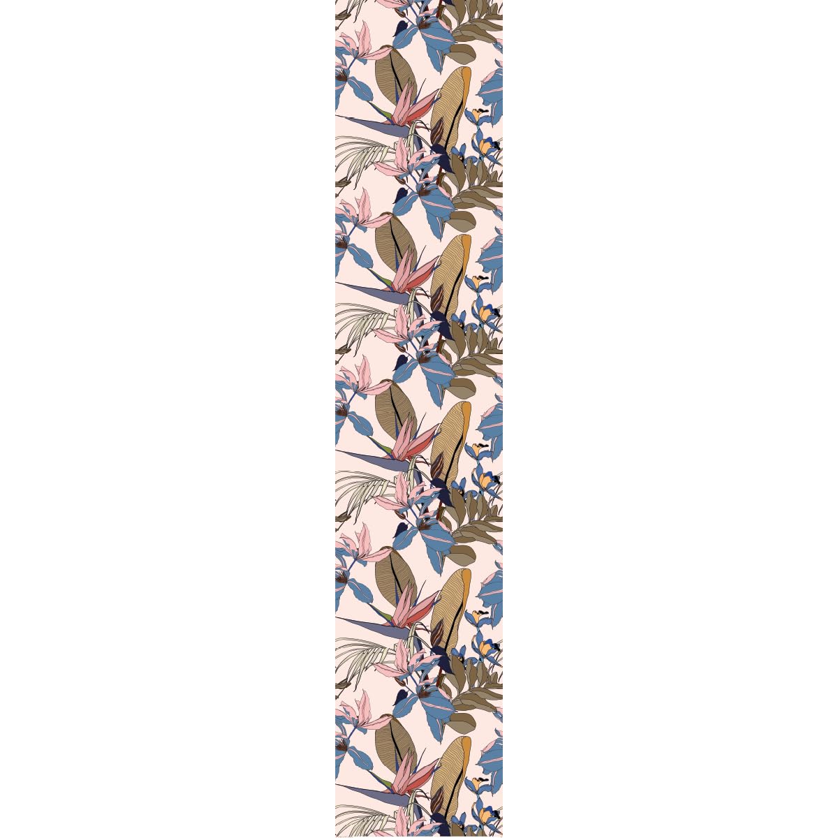 Ambiance Sticker Pre-Pasted Non-Woven Wallpaper Roll Tropical Pink Banana Leaves and Paradise Flowers Decorative Adhesive – 1 Roll H300 x W60 cm