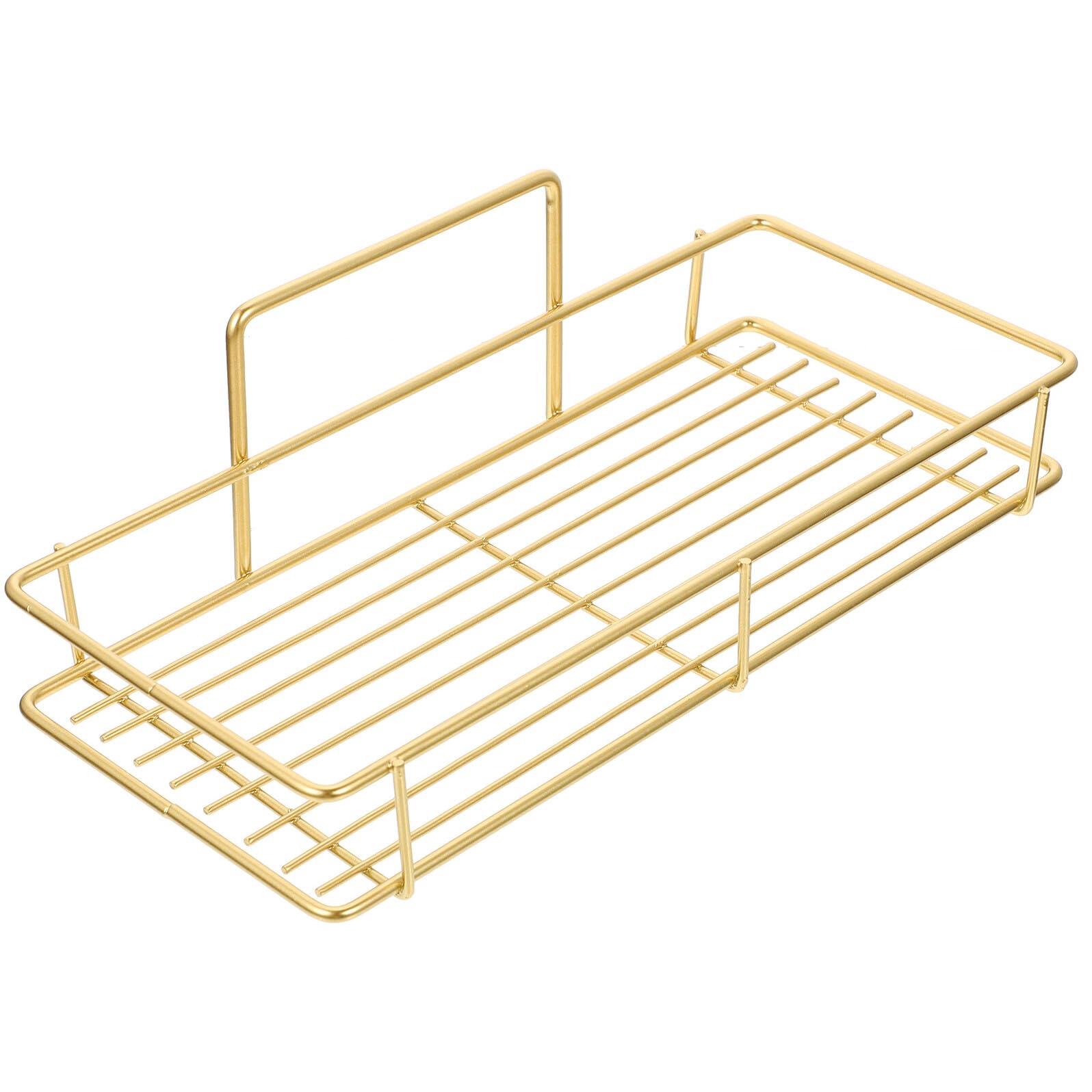 FUOYLOO No Drilling Bathroom Shower Caddy Rack Wall Mounted Hanging Storage Organizer Small Gold Suction Cup Shelf for