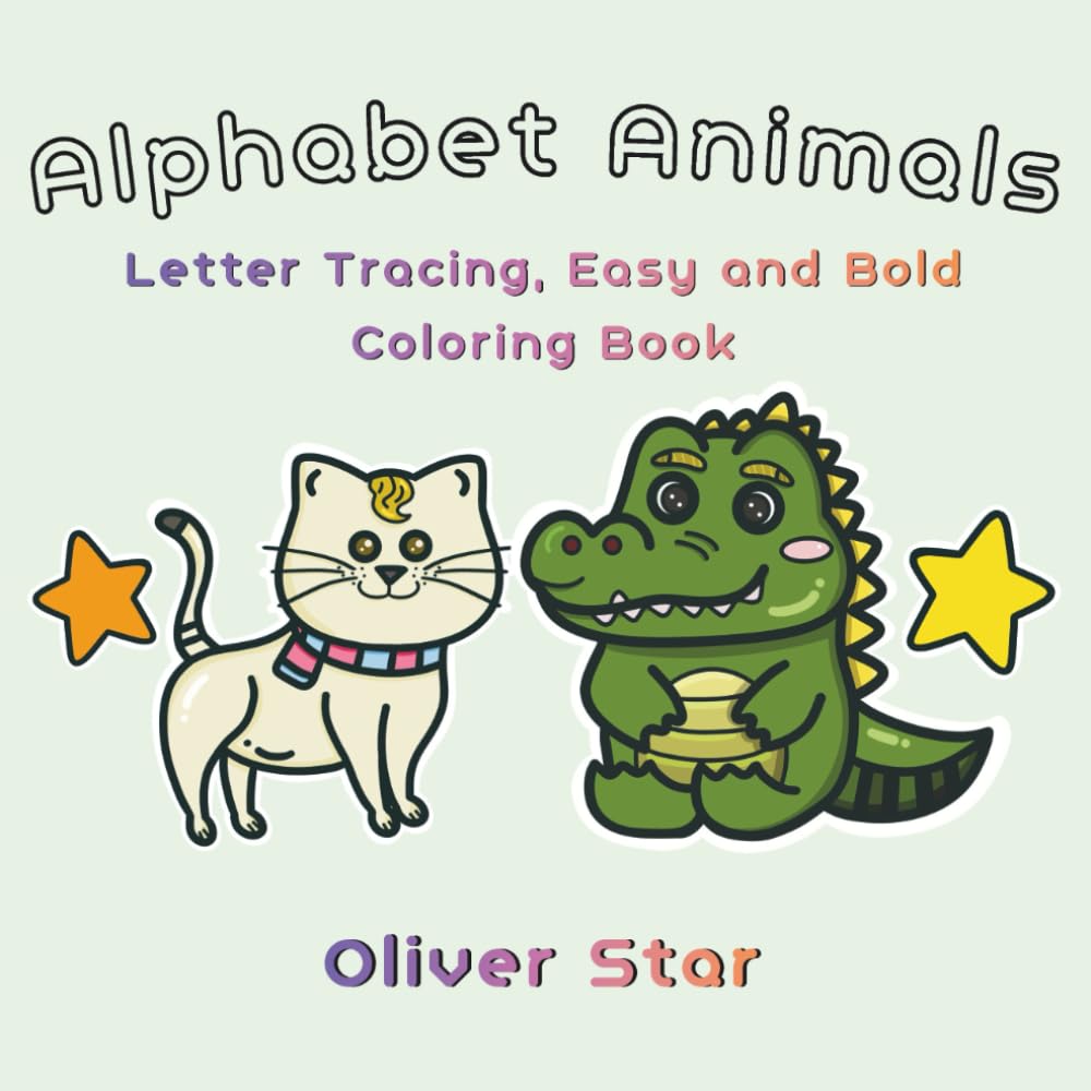 Alphabet Animals: Letter Tracing, Easy and Bold Coloring Book