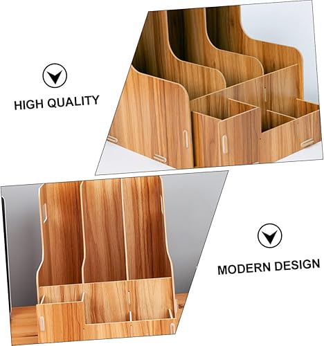 Miniatura 6 de Tofficu Organizador de almacenamiento de escritorio de madera multiusos, estante de archivos creativo para oficina y hogar, diseño de compartimento