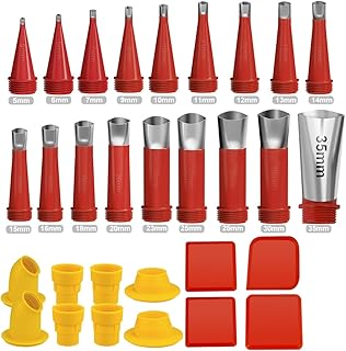 30 Pieces Caulking Finisher Kit Stainless Steel Caulk Nozzle Applicators Tips with Connection Bases Replacement