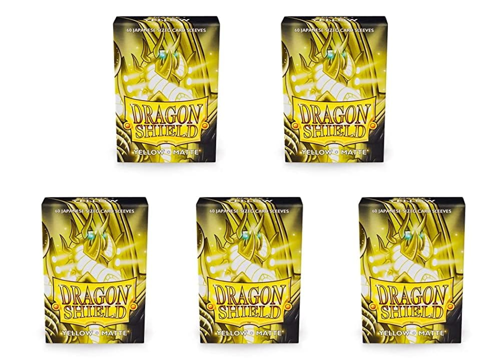 Paquete de 5 fundas para tarjetas Dragon Shield Matte Mini amarillo japonés de 60 unidades