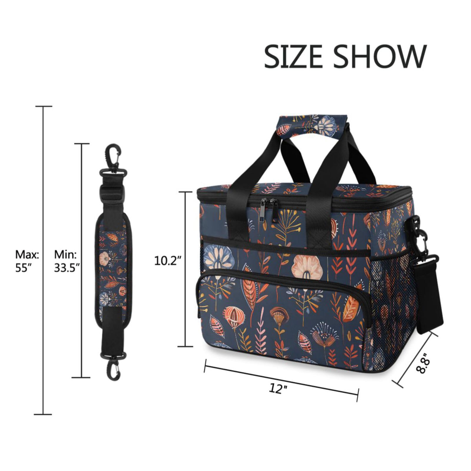 Bolsa térmica grande con diseño de cachemira y plumas bohemias con aislamiento térmico para picnic, 15 L, 24 latas, impermeable, para adultos, hombres y mujeres