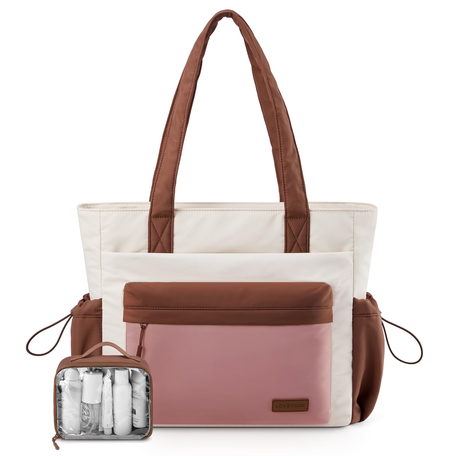 LOVEVOOK Tote Bag for Women, 15.6" Laptop Work Bag with Cup Holder
