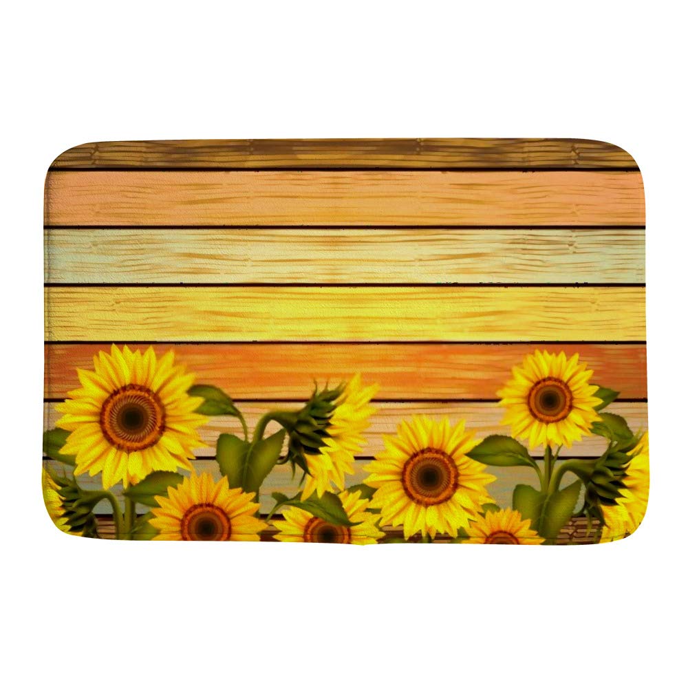 Tapis de bain CHEHONG feuilles de tournesols en polaire corail 36x24
