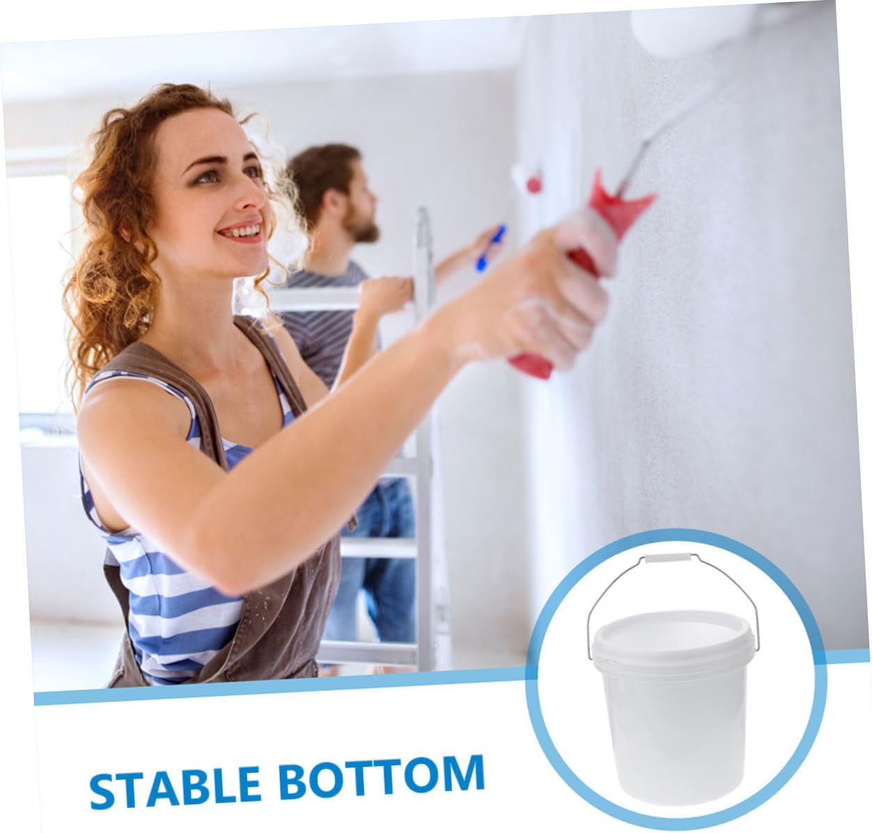 CHILDWEET 2pcs Hand Held Bucket Round Storage Container with Lid Multi Functional Paint Bucket for Home and Outdoor Use for Various Activities