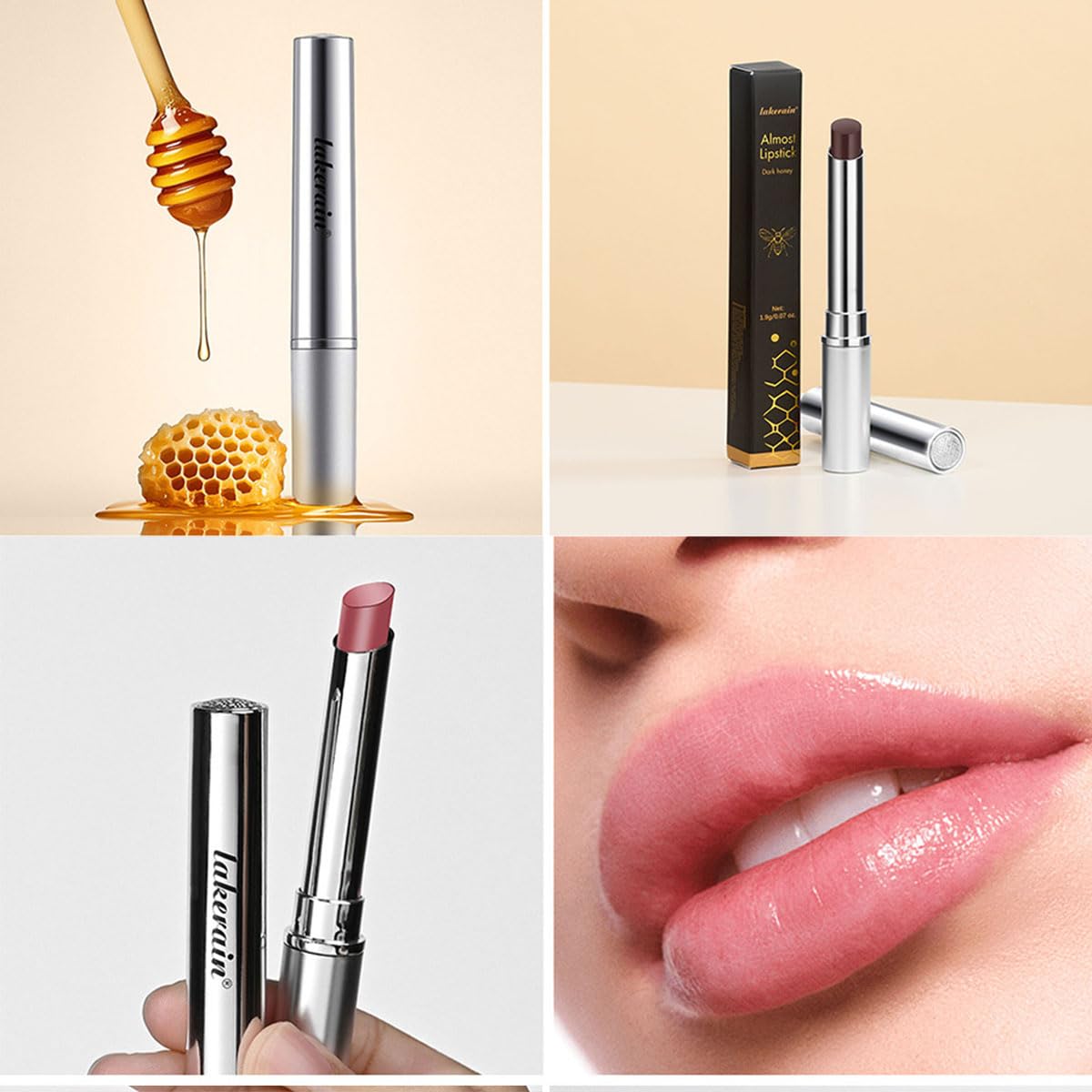 2 unidades de bálsamo labial teñido de miel, lápiz labial negro y rosa, bálsamo labial hidratante natural brillante negro transparente, maquillaje hidratante cuidado de labios para reparar 7