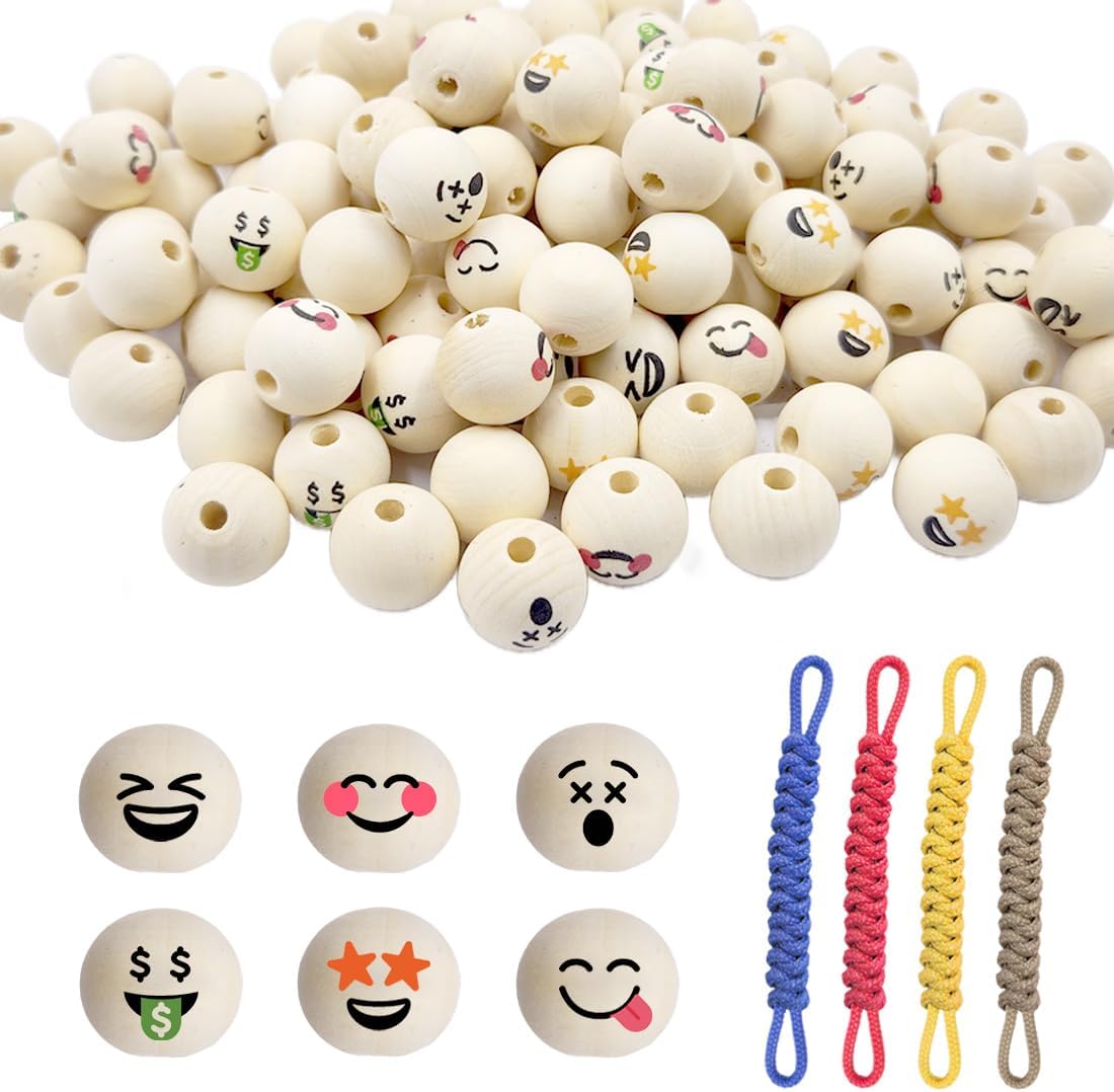 CHUENKUK 400 Stück Holzperlen 20mm - Natur Holzperlen Mit Loch Für DIY & Makramee