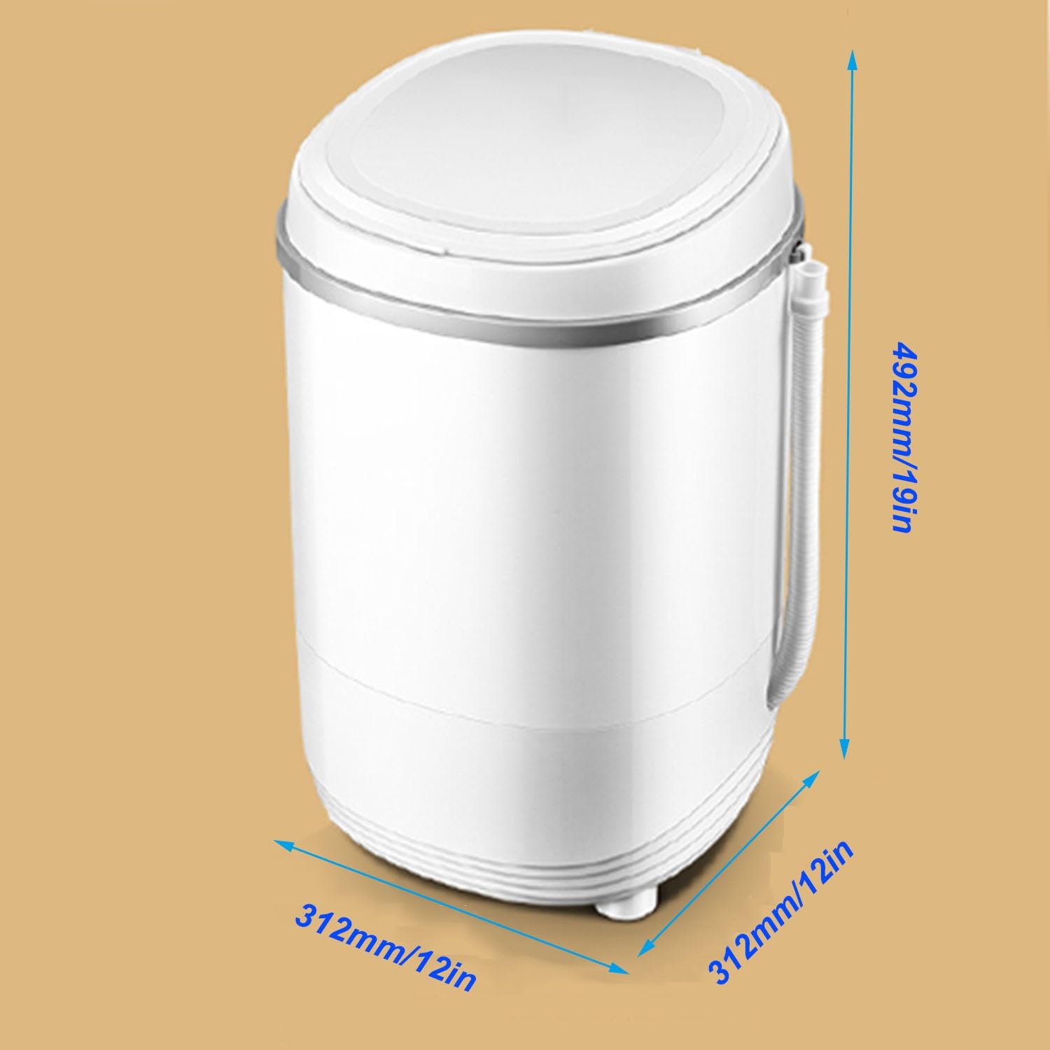 Lavatrice Portatile, Lavatrice a Vasca Singola, Mini Washing Machine, Lavatrice salvaspazio per Appartamento e Dormitorio, Biancheria Intima(Bianca)