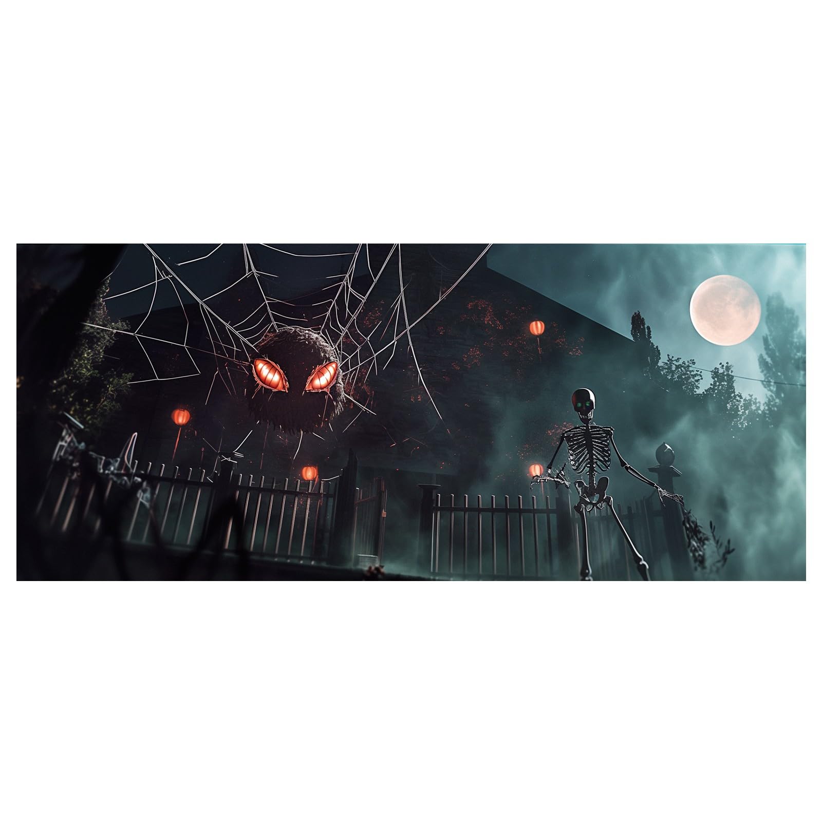 Cartel de buena suerte para Halloween, para puerta de garaje, grande, para exteriores, para porche delantero, fiesta, festival, diseño de murciélago de calabaza aterrador